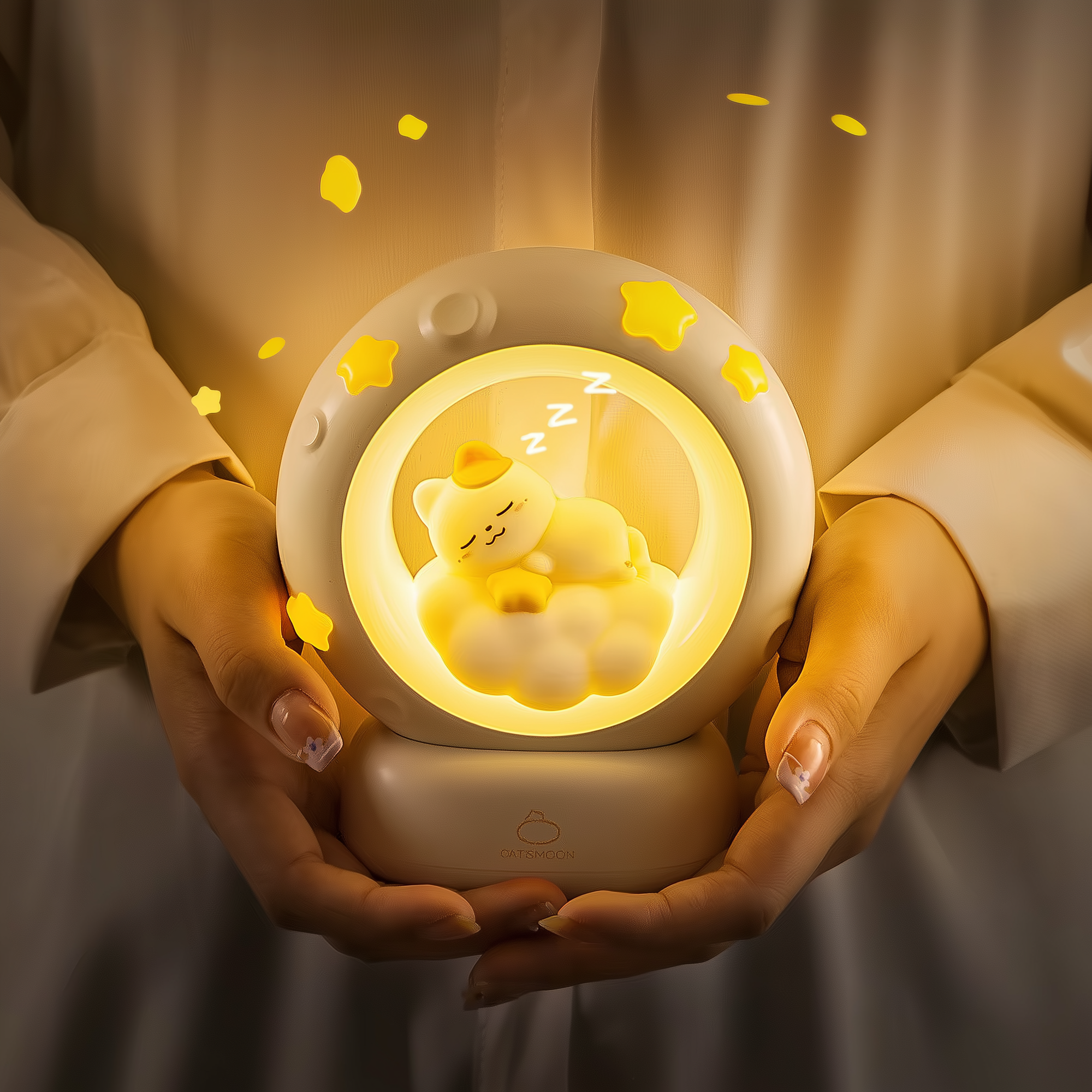 Lunar Glow Kitten · Rechargeable & Touch-Activated Bedside Lamp