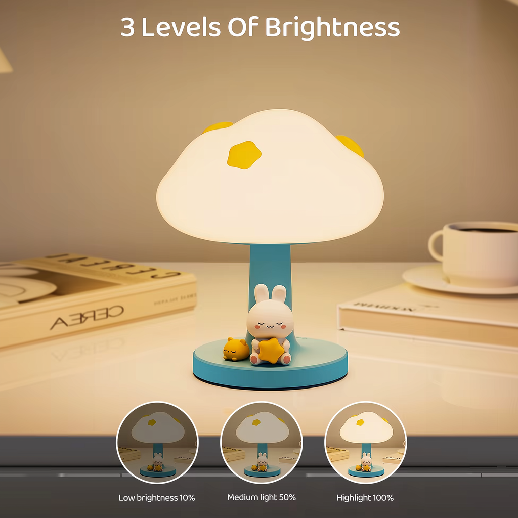 Cozy Cloud Bunny · Rechargeable & Touch-Activated Bedside Lamp
