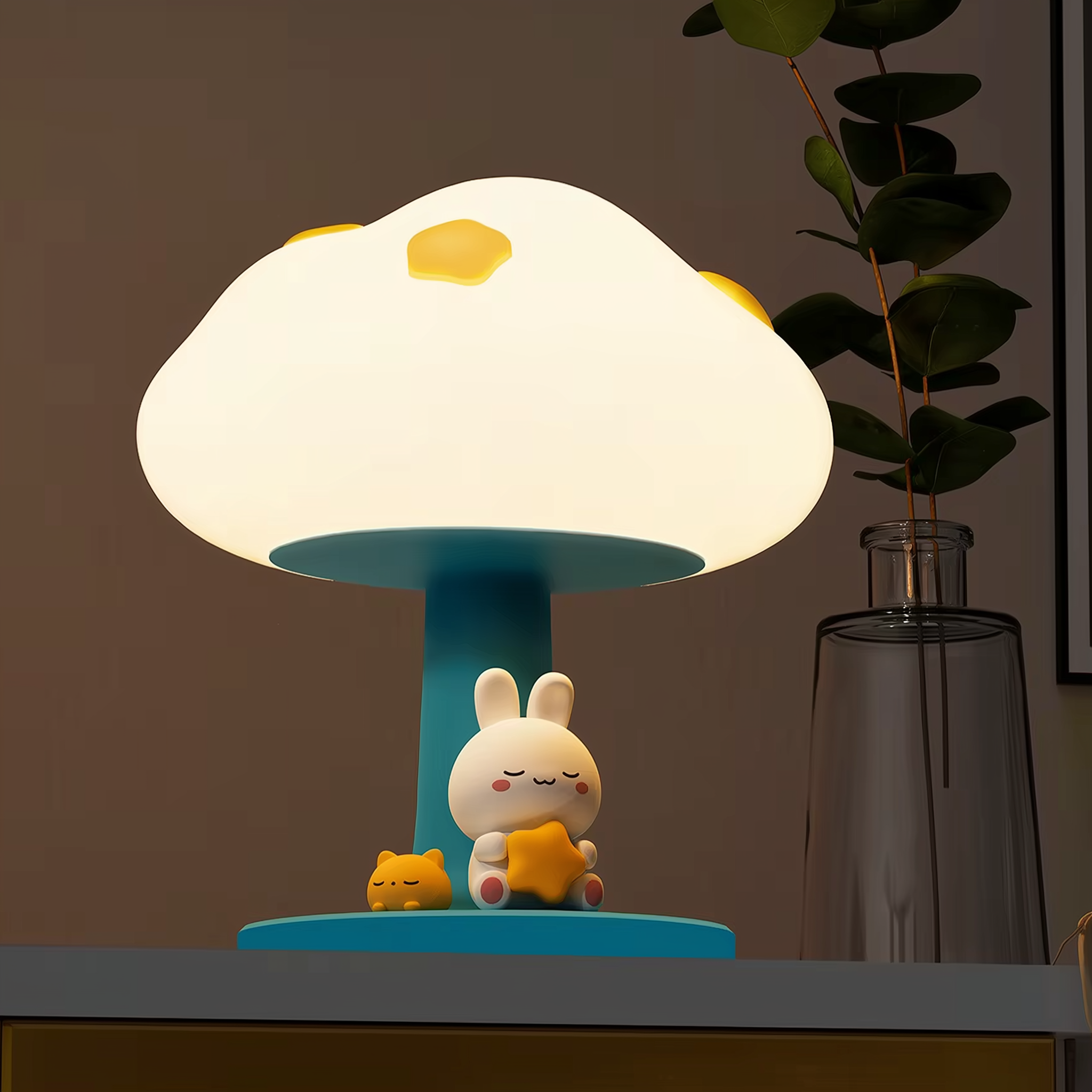 Cozy Cloud Bunny · Rechargeable & Touch-Activated Bedside Lamp
