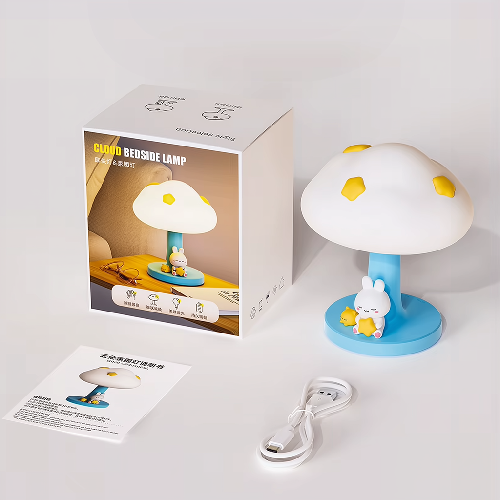 Cozy Cloud Bunny · Rechargeable & Touch-Activated Bedside Lamp
