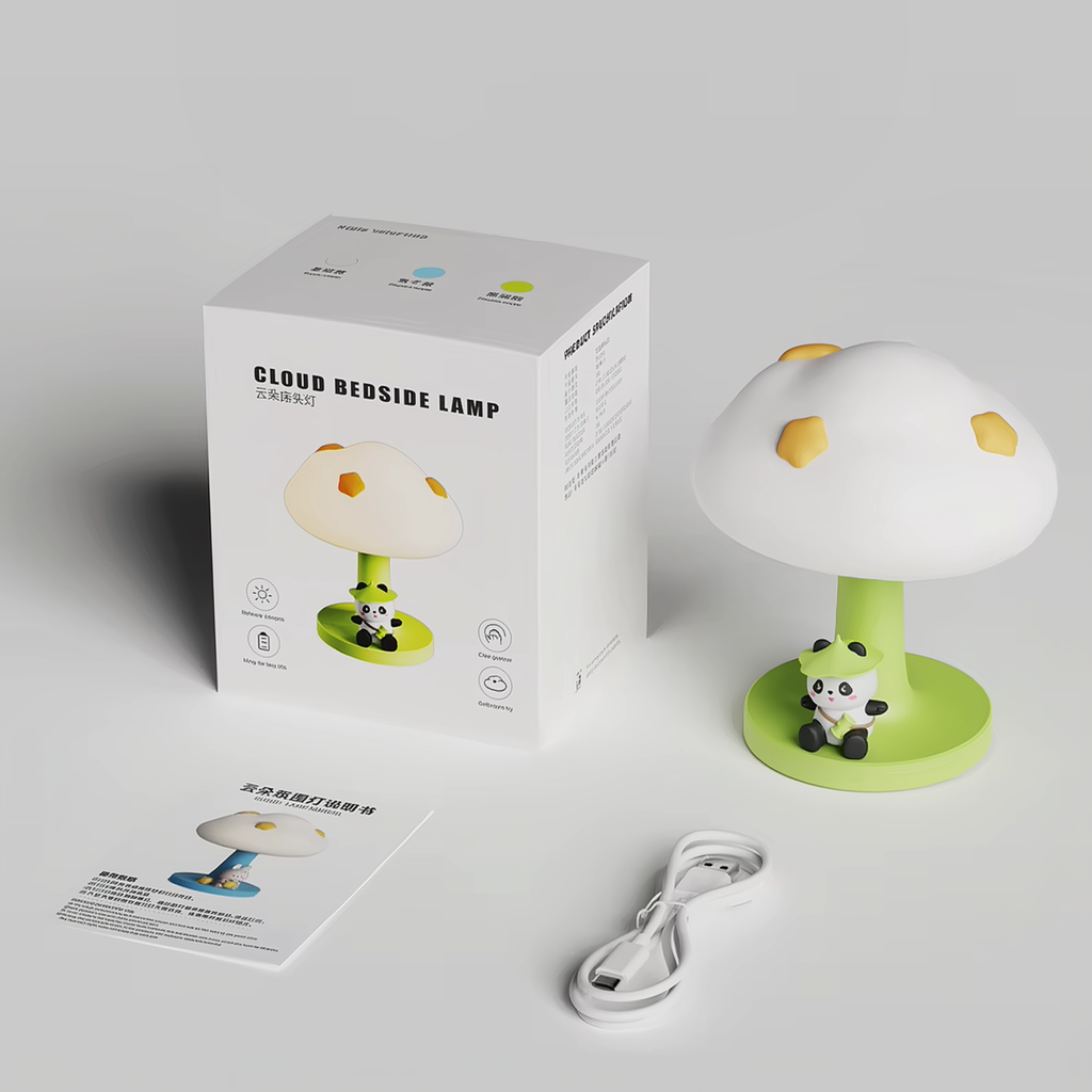 Cozy Cloud Bear · Rechargeable & Touch-Activated Bedside Lamp