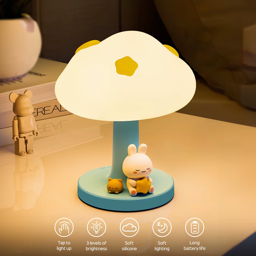 Cozy Cloud Bunny · Rechargeable & Touch-Activated Bedside Lamp